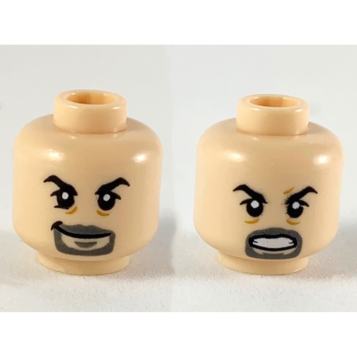 Head Dual Sided Black Eyebrows, Dark Bluish Gray Goatee, Smile / Angry Pattern
