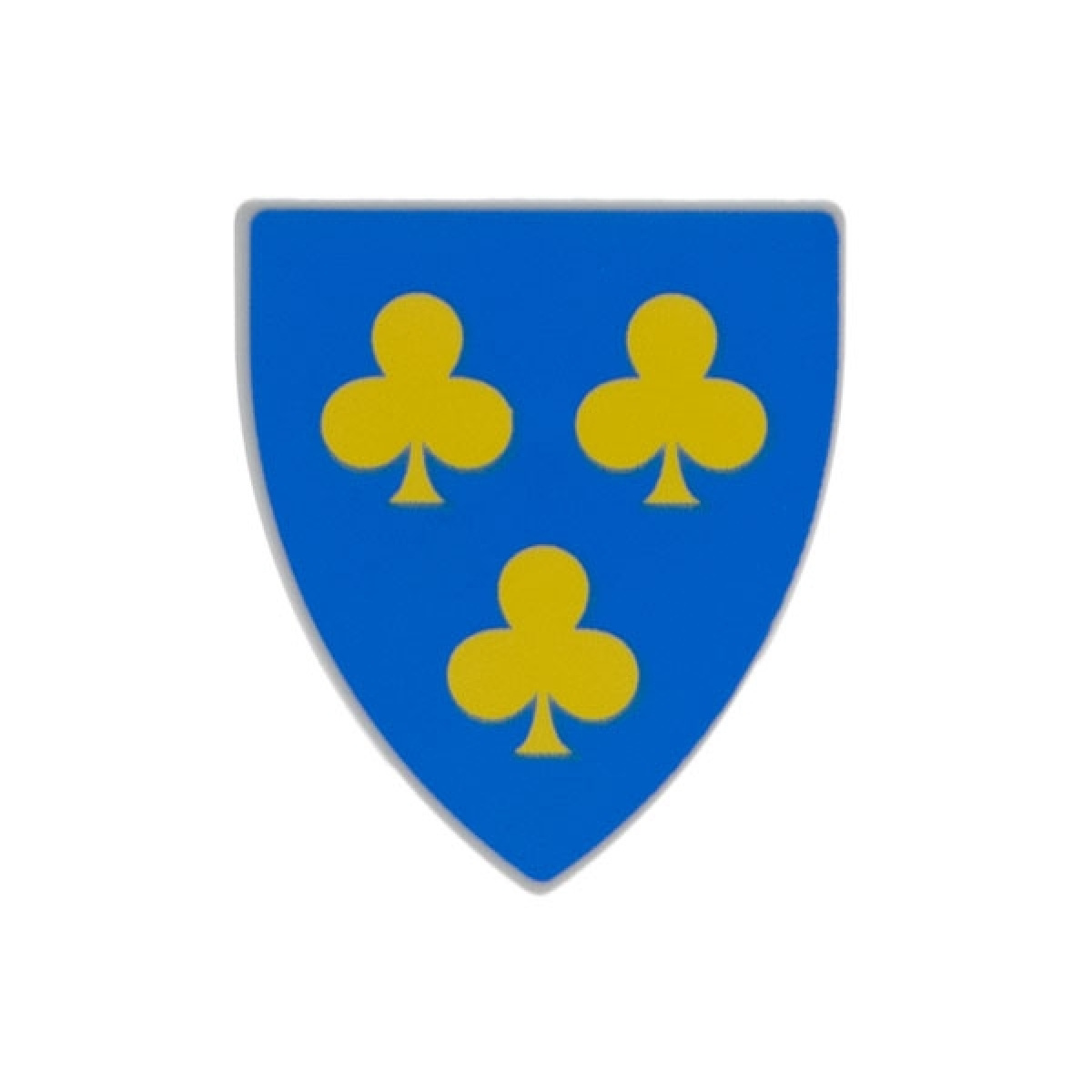 Shield Triangular Short with 3 Yellow Trefoils on Blue Background