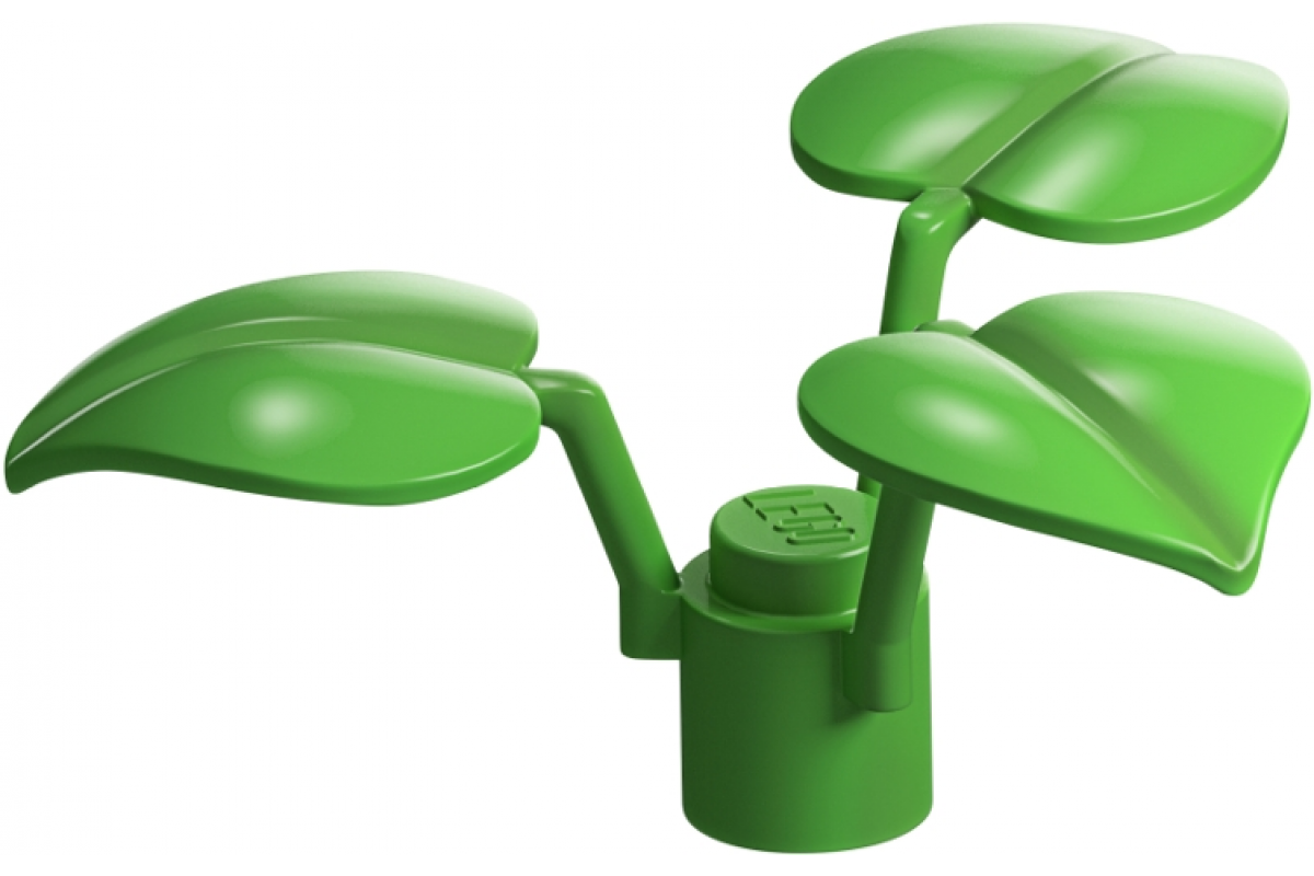 Plant Stem with Stud and 3 Large Leaves