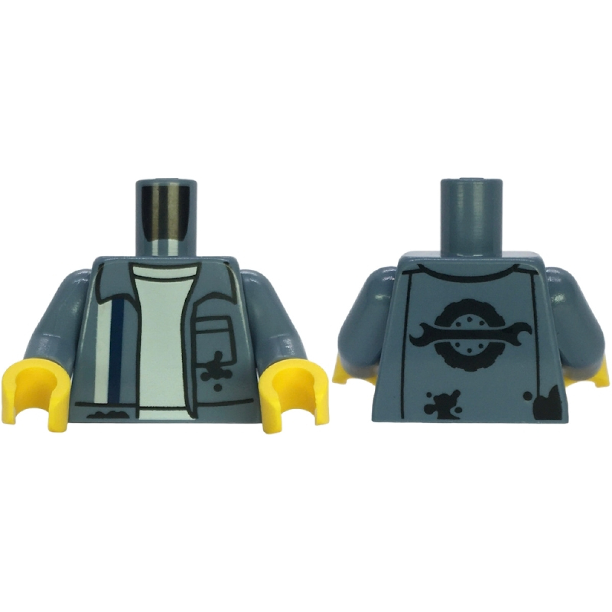 Torso Mechanic Uniform Open with White and Dark Blue Stripes Sand Blue