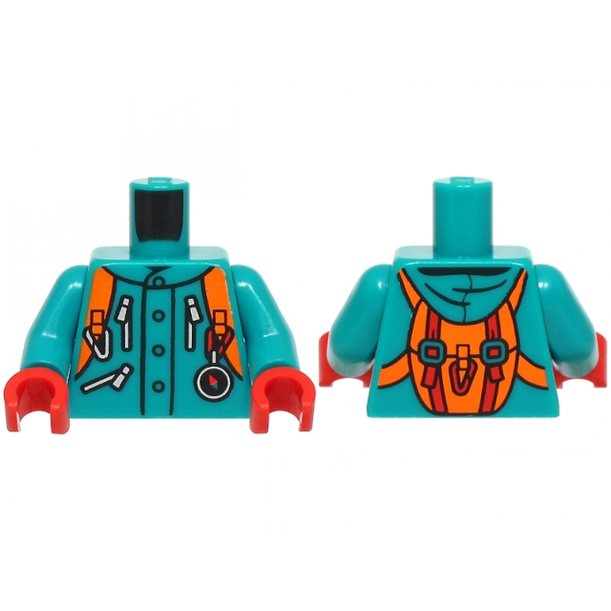 Torso Jacket with Hood and Pockets with Silver Zippers, Orange Backpack