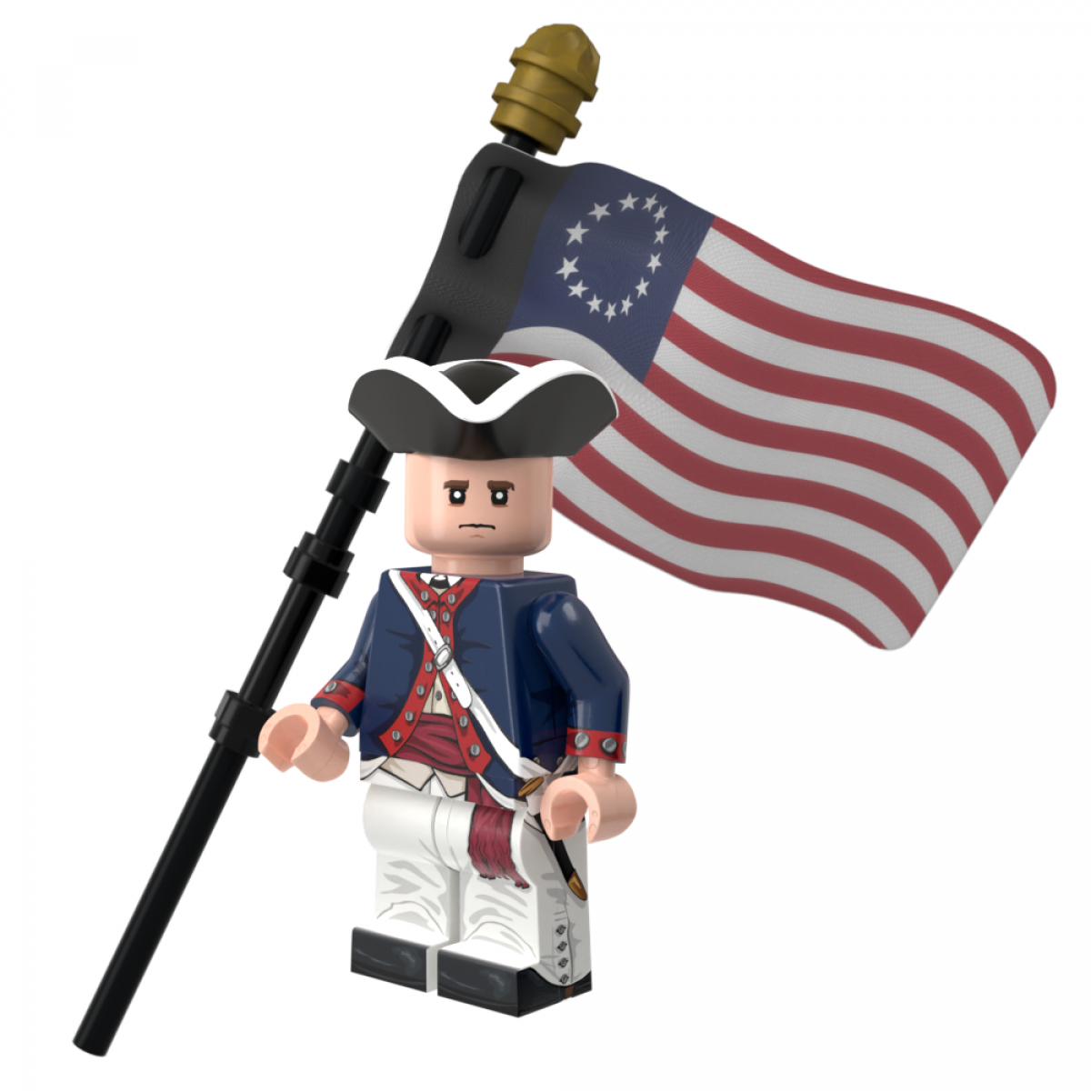 American Revolutionary War Colonial Army Standard Bearer with Flag