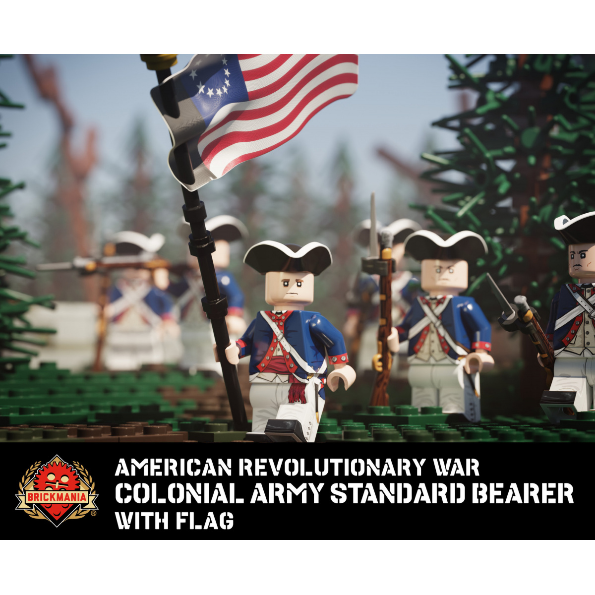American Revolutionary War Colonial Army Standard Bearer with Flag