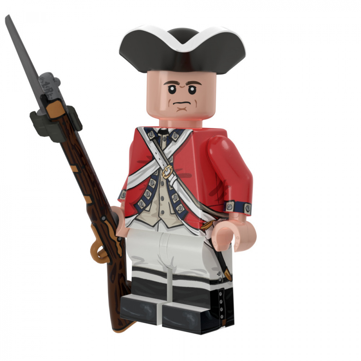 American Revolutionary War Redcoat with Flintlock Musket & Bayonet
