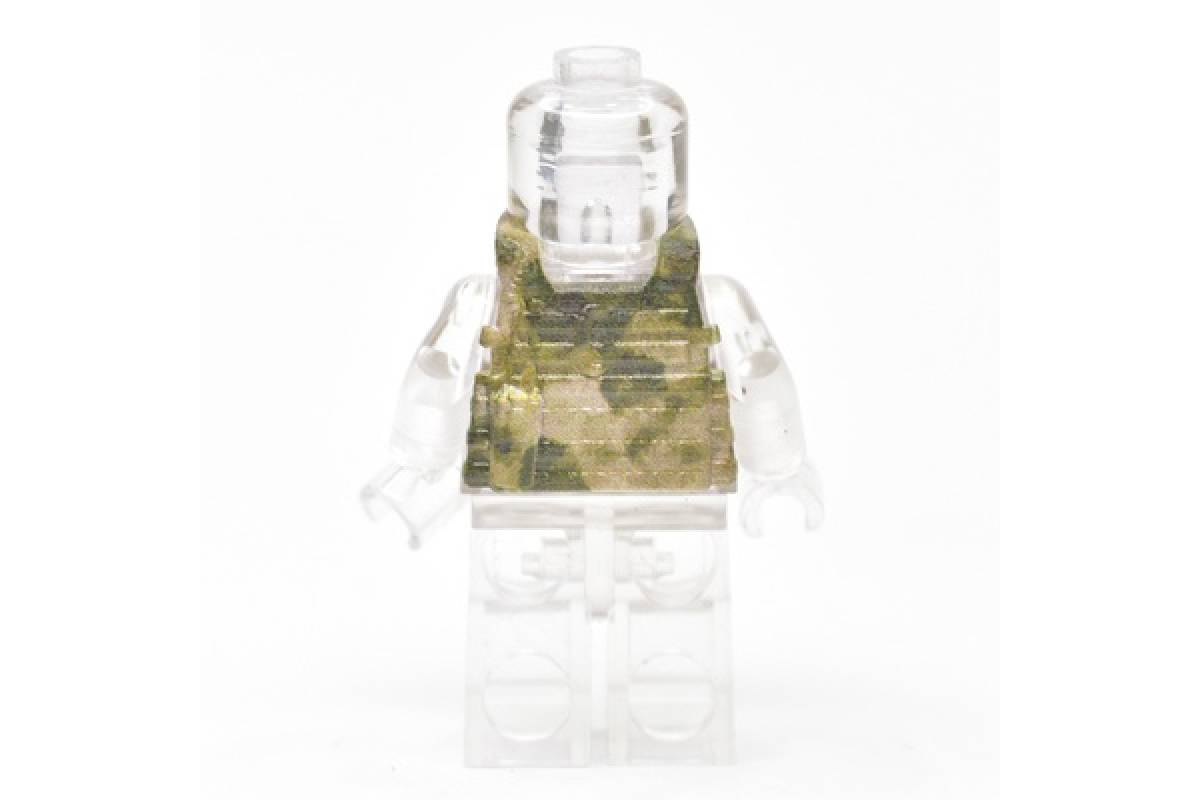 Armored vest LBT 6094 closed pouches, rectangular patch with skull. moss camouflage
