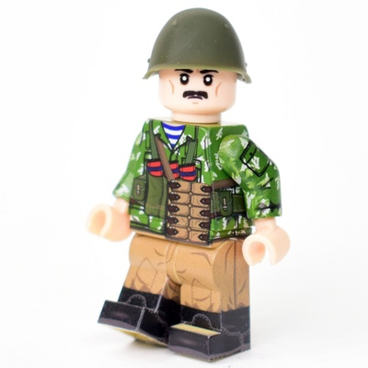 Airborne soldier in KLMK jacket, a birch split in a helmet