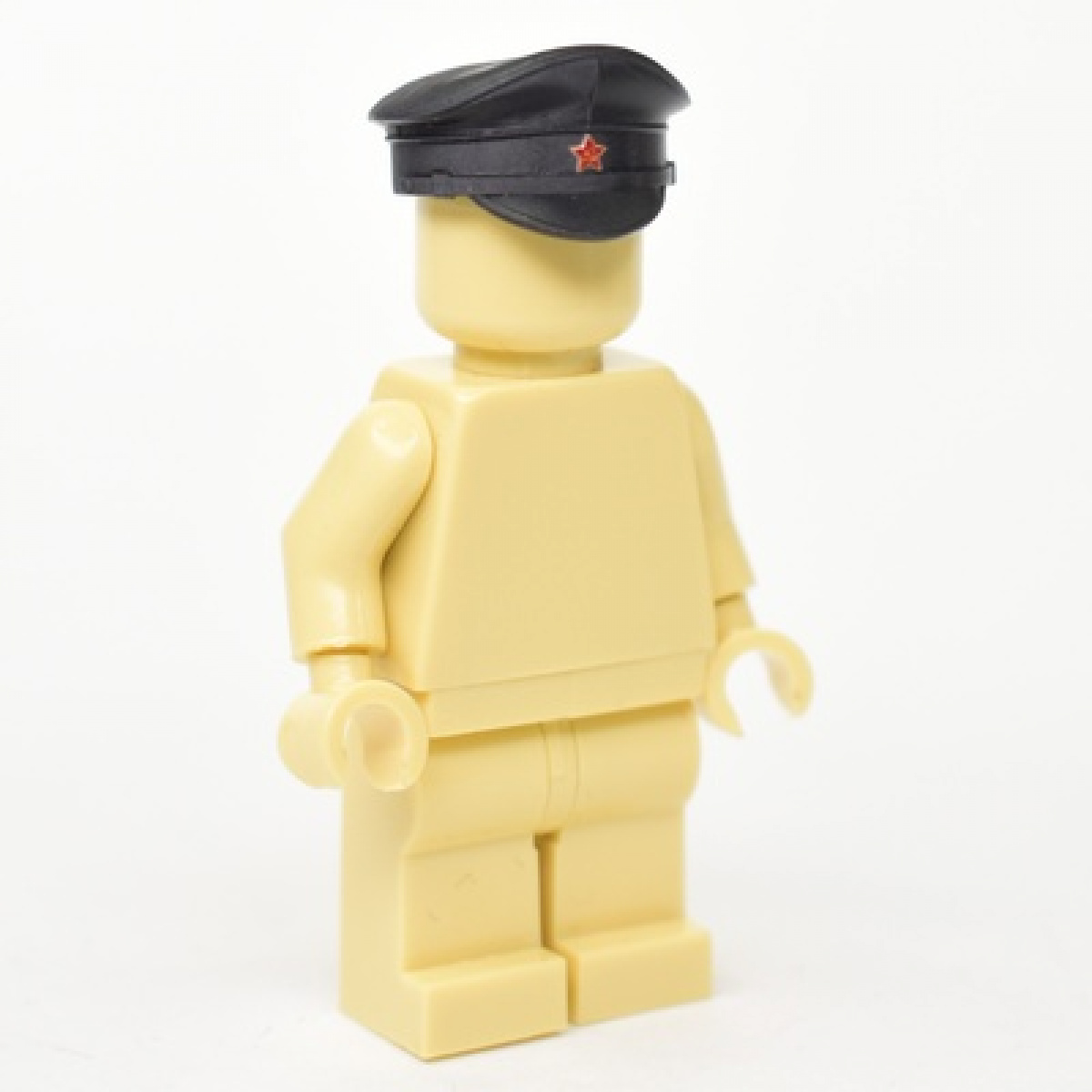 Cap is black, with a hammer and sickle star