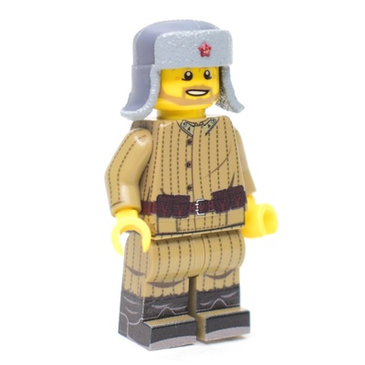 Drooping Ears Ushanka Gray Painted | Red Star