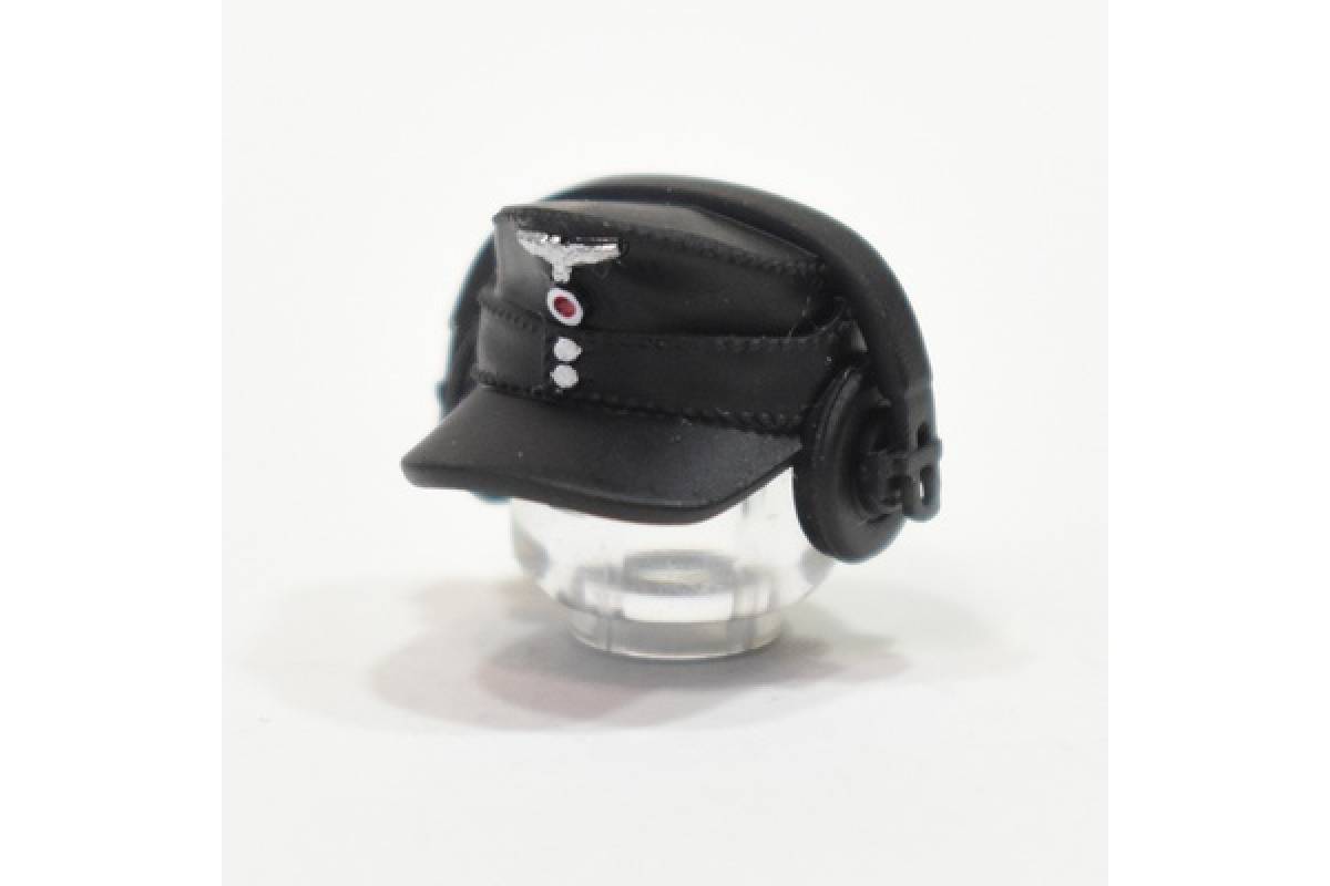 WW2 German M43 Field Cap with tanker headphones and wehrmacht insignia black