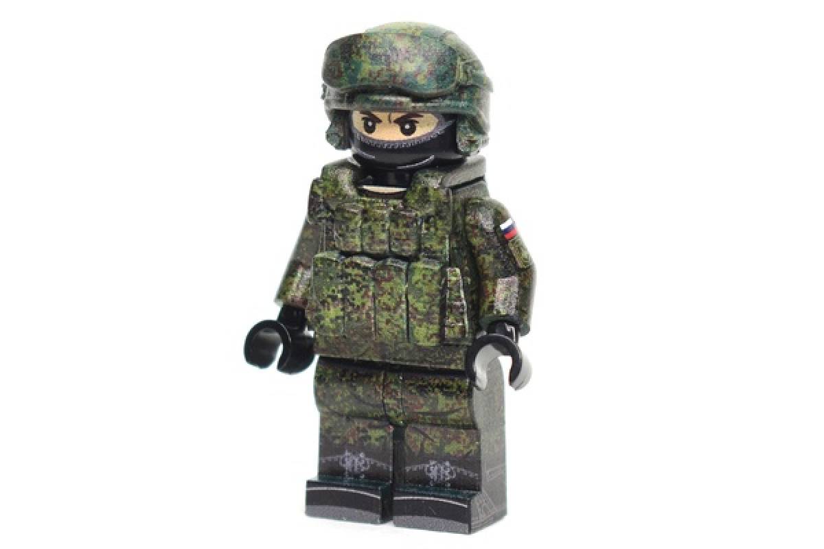 Modern Russian Soldier in summer field uniform with body armor and helmet