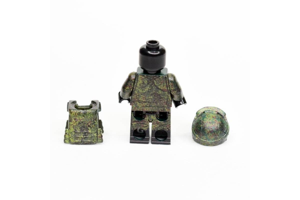 Modern Russian Soldier in summer field uniform with body armor and helmet