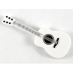 Utensil Guitar Acoustic with Black Neck and Silver Strings Pattern White