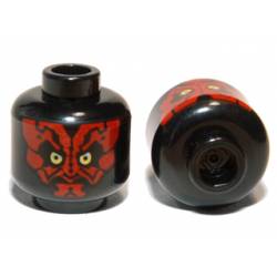 Head Alien with SW Darth Maul, Red Face Pattern - Hollow Stud