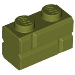 Brick, Modified 1 x 2 with Masonry Profile Olive Green