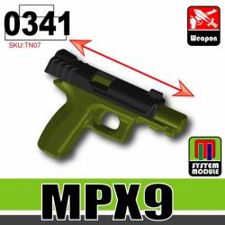Пистолет MPX9 с подвижным затвором черно-зеленый