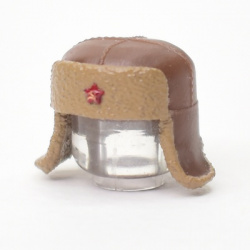Drooping Ears Ushanka Brown Painted | Red Star