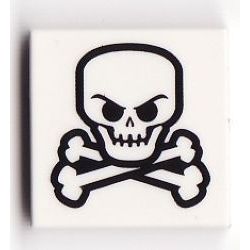 Белый тайл с принтом Череп и Кости