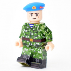 Airborne soldier in a KLMK camouflage coat a birch split in a beret