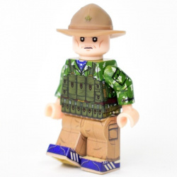 Airborne soldier in KLMK birch split jacket in a panama hat