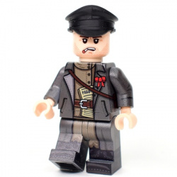 Red Army agitator in greatcoat and cap during the Civil War