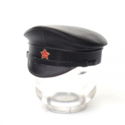 Cap is black, with a hammer and sickle star