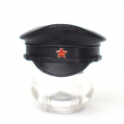 Cap is black, with a hammer and sickle star