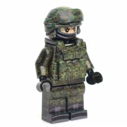 Modern Russian Soldier in summer field uniform with body armor and helmet
